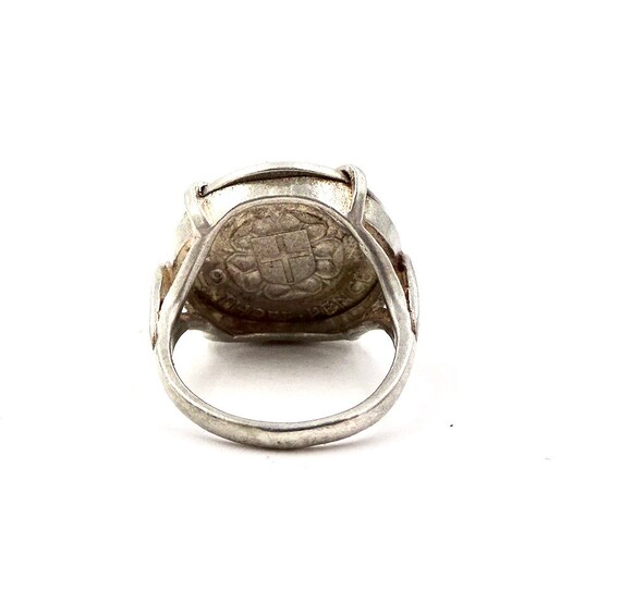 Vintage STERLING SILVER RING Mounted 1940 Silver … - image 8