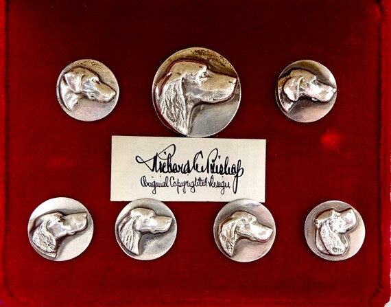 STERLING DOG BUTTONS Fox & Hounds Hunt Buttons Sha