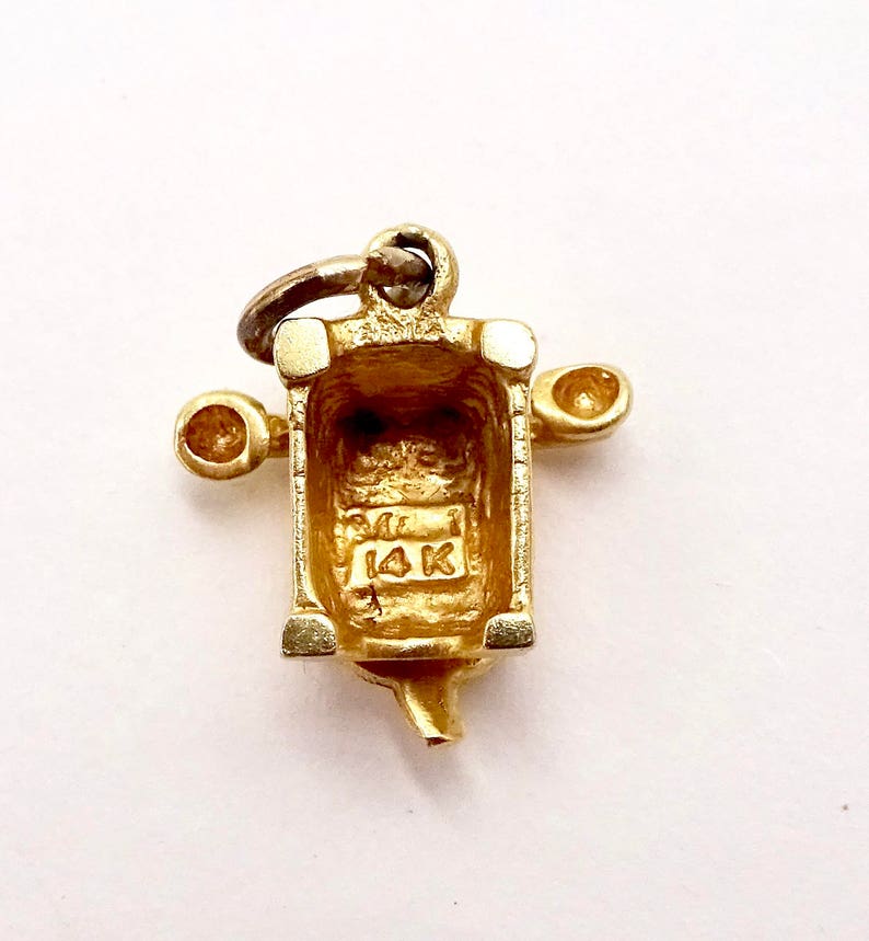 585 14k Yellow Gold Movable Figural Old Fashioned Dial Telephone GOLD TELEPHONE CHARM Pendant Charm for Bracelet