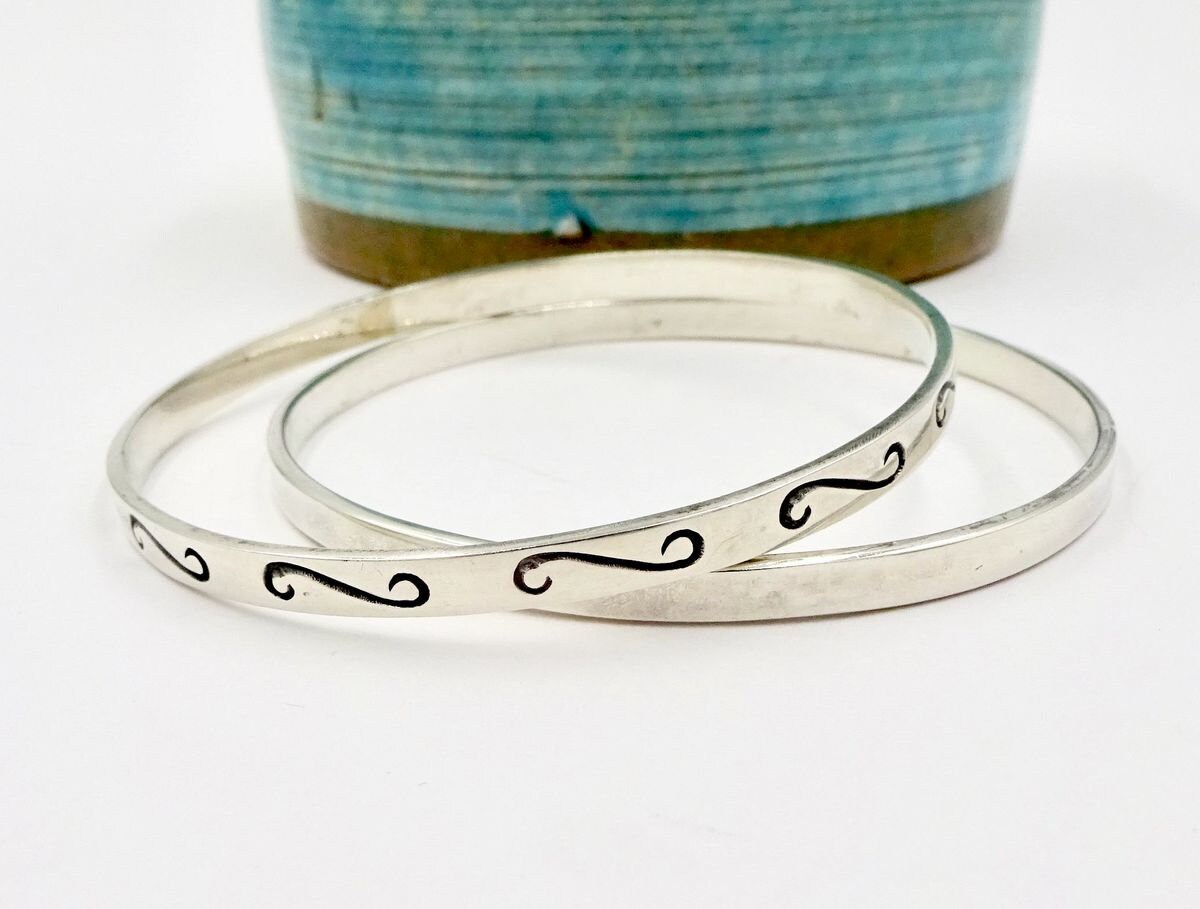 アクセサリー Vintage Mexican Silver Dome Bangle 925 Vintage Sterling Silver 925 Mexico Bangle Bracelet 8