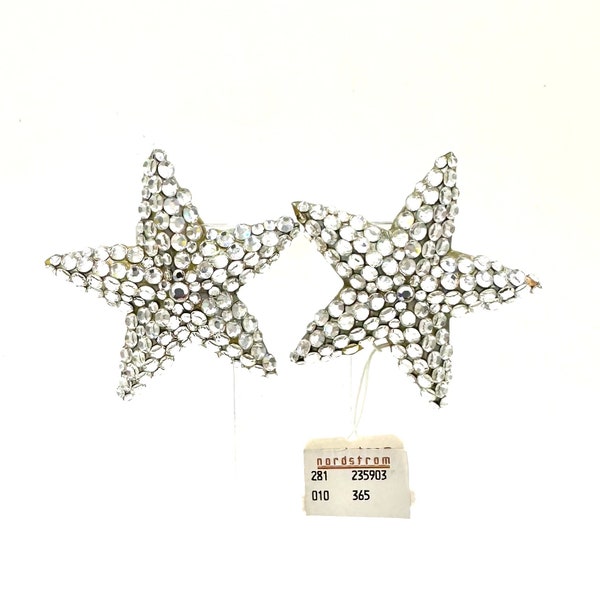 RICHARD KERR EARRINGS Silver Tone Star Form Austrian Crystal Clip On Earrings