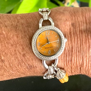 Vintage Ecclissi Sterling Silver Bracelet Watch: Agate Face 