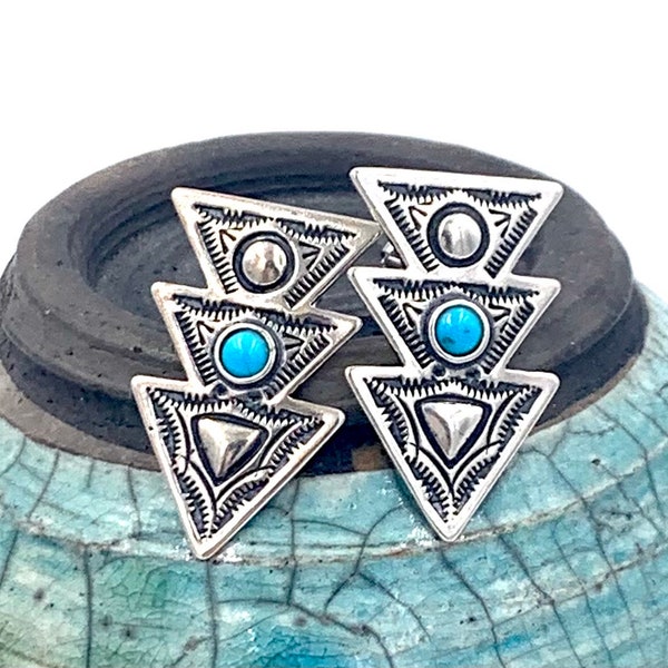 Native American Indian Art Stud Earrings – Handcrafted Southwestern Boho Tribal Jewelry