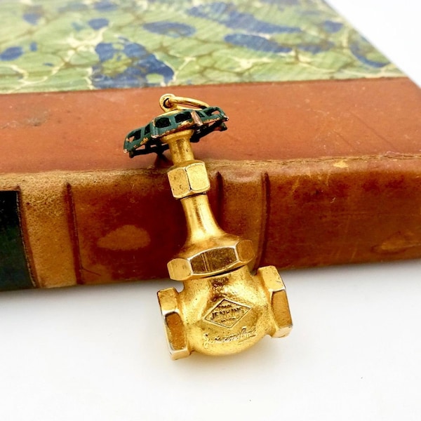 Antique MINIATURE Gate VALVE FOB Charm Pendant Advertising Salesman Sample Jenkins Bros Jenkins Mark