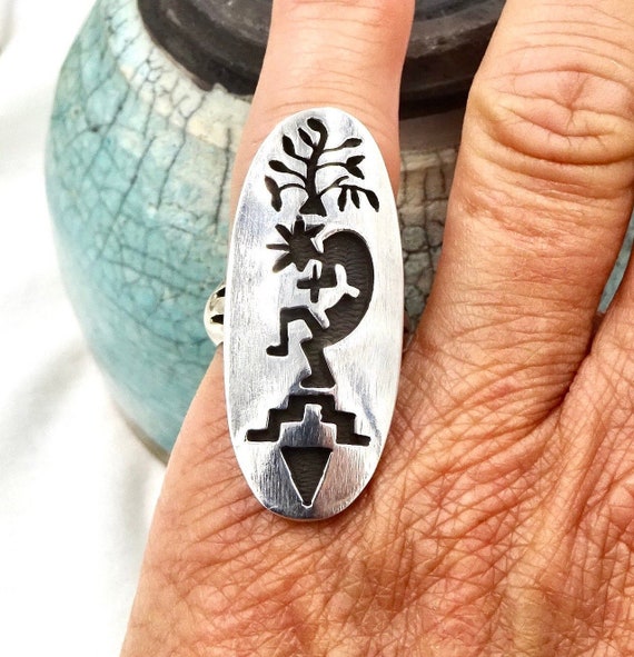 Rare 'Dancing Woman Kokopelli' Hopi Vintage Native American Jewelry Silver Ring Old Rare 'Dancing Woman Kokopelli' Hopi Vintage Native American Jewelry Silver Ring Old