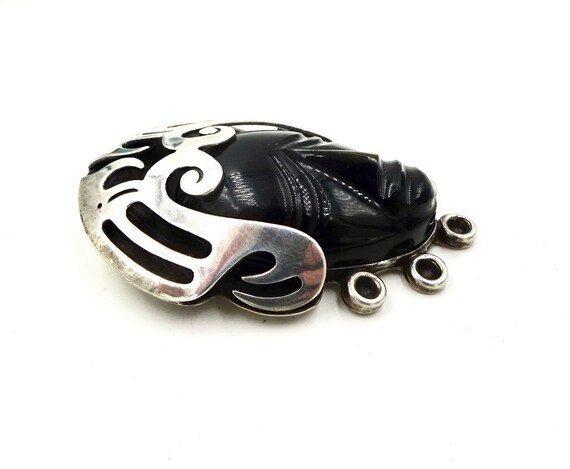 TAXCO MEXICO PIN Pendant Sterling Silver Carved M… - image 4