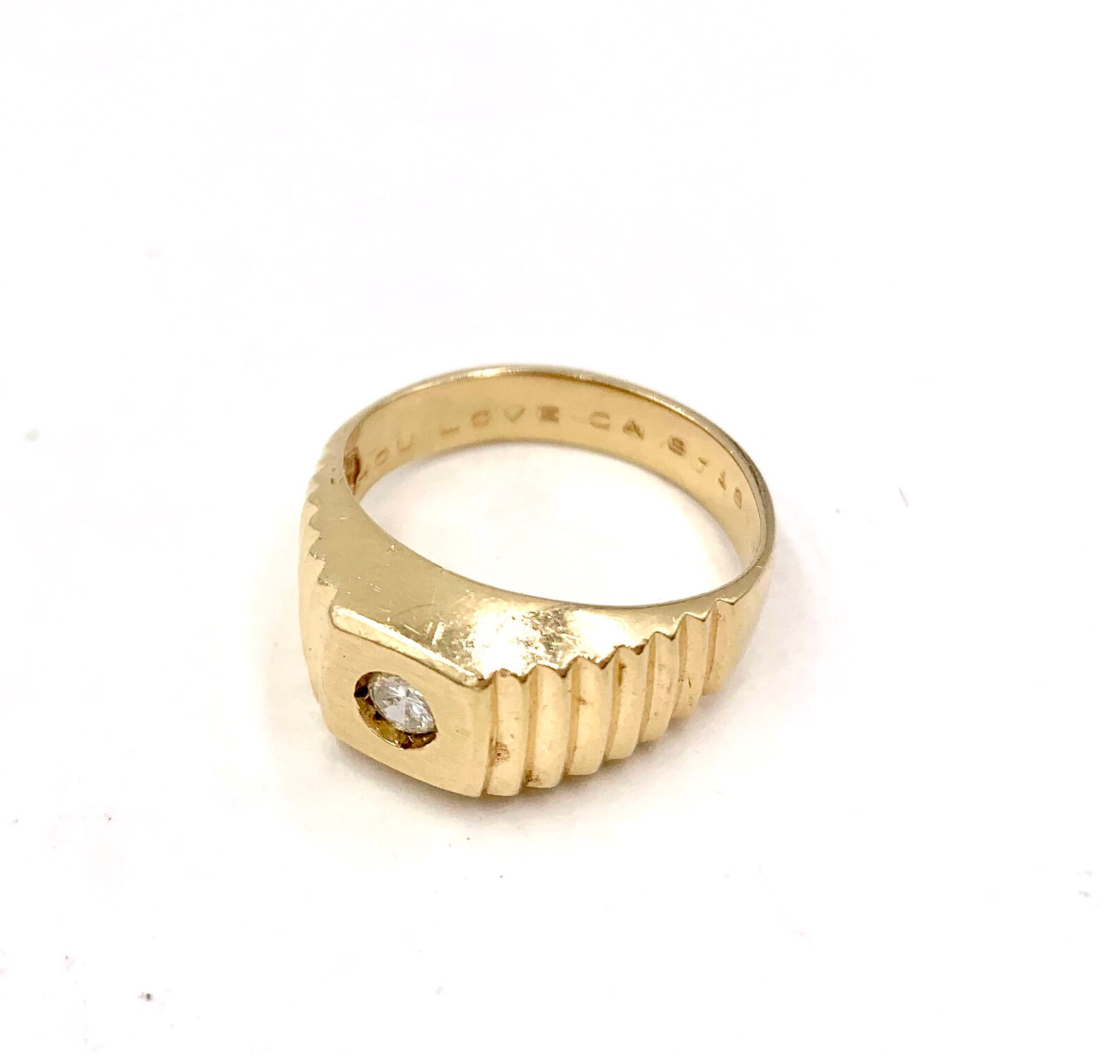 Vintage GOLD DIAMOND RING 585 14k Yellow Gold Diamond Mens or - Etsy