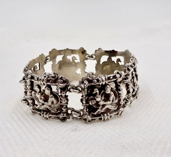 STERLING SILVER BRACELET Byzantine Victorian Revi… - image 3