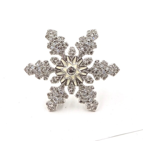 Vintage WINTER SNOWFLAKE PIN Pendant Silver Tone Swarovski Crystal Swan Mark Shimmer Shine Brooch Holiday Jewelry Etsy