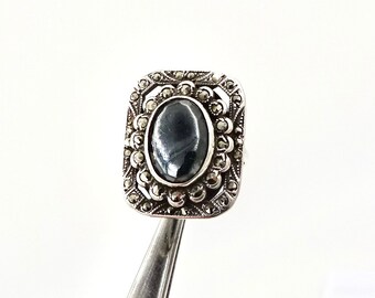 Bague Art Déco En Argent Sterling – Sertie De Marcassite – Taille 52 (équivalent 6) – Neuf Avec étiquettes