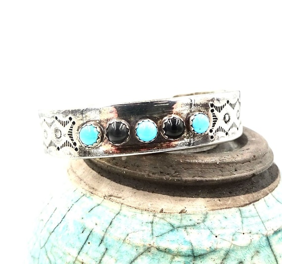 Opal Paquin Vintage Laguna Native American Zuni Green Turquoise Sterling Silver Bracelet Opal Paquin Vintage Laguna Native American Zuni Green Turquoise Sterling Silver Bracelet