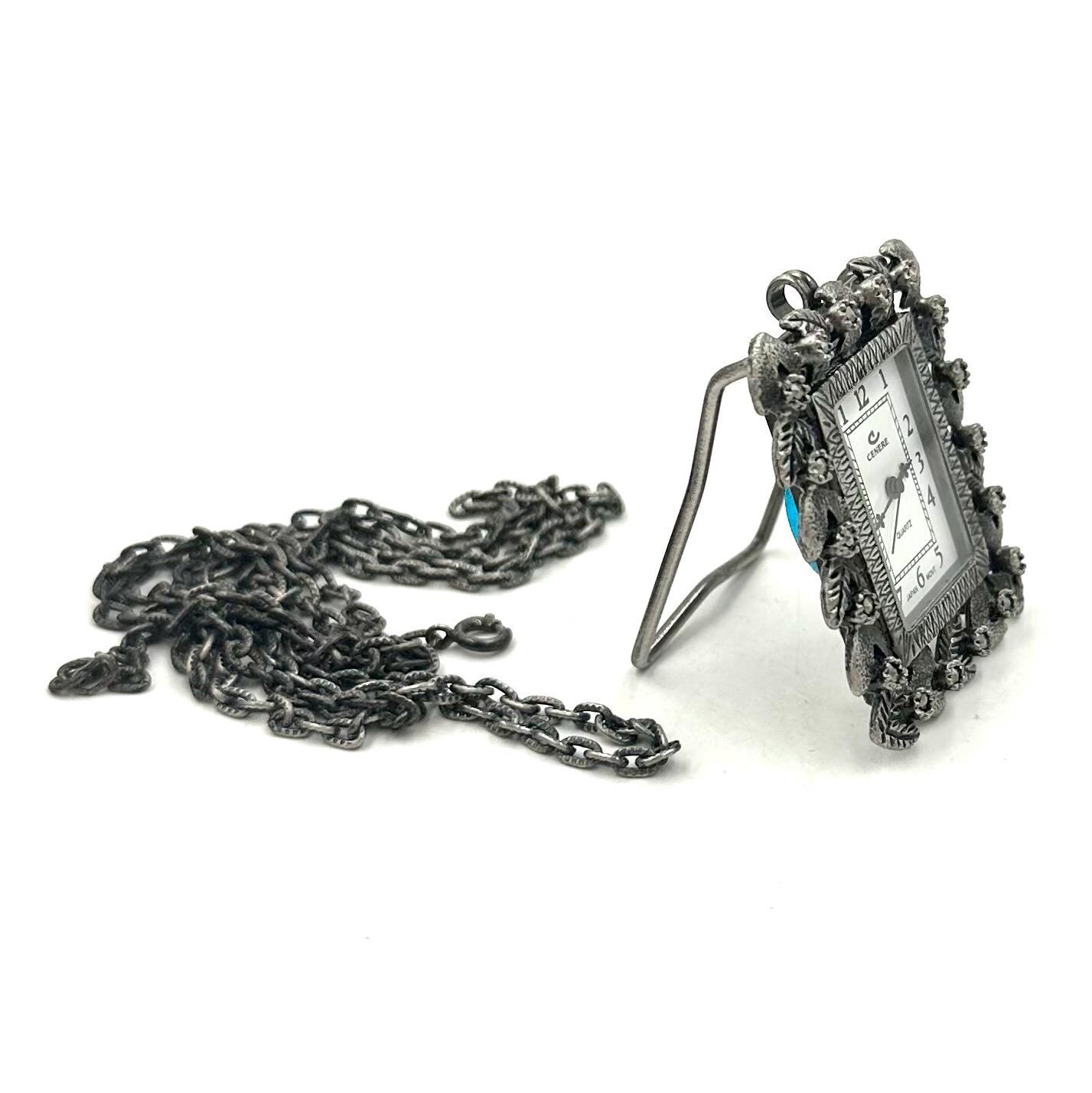 Vintage CENERE Quartz Watch Pendant Necklace Easel Back Desk Table