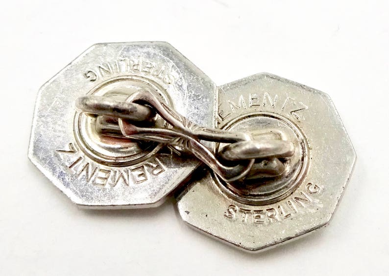 STERLING ENAMEL CUFFLINKS 925 Sterling Silver Pale Green Guilloche Enamel Cuff Links Vintage Krementz