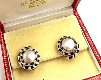 MAZ SHELL EARRINGS 14K Yellow Gold Mabe Pearl Vintage Estate Jewelry