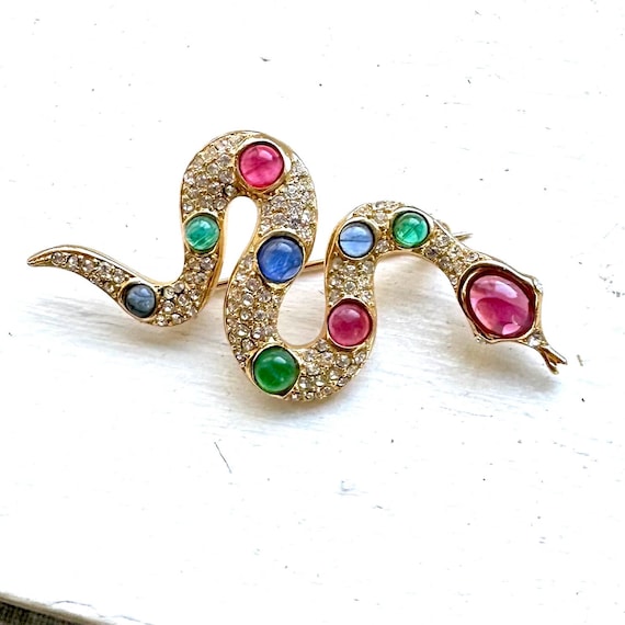Vintage Christian Dior rhinestone brooch 1964 purple/blue