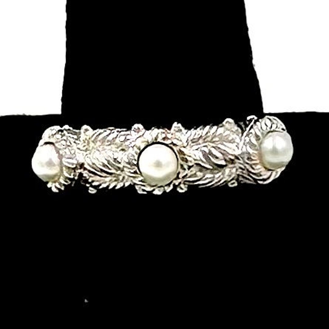 Ripka Stack Rings JUDITH RIPKA RING Sterling Silver Triple Cultured Pearl Cable Band ...