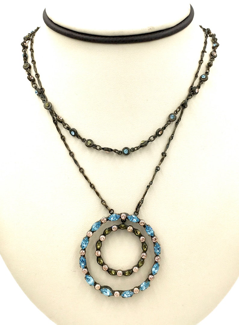 Vintage SORRELLI RHINESTONE NECKLACE Austrian Crystal Rhinestone Boho Hippie Necklace