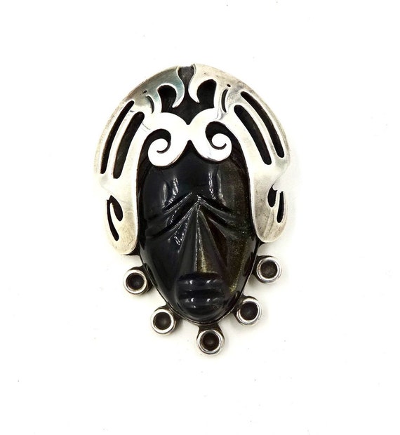 TAXCO MEXICO PIN Pendant Sterling Silver Carved M… - image 2