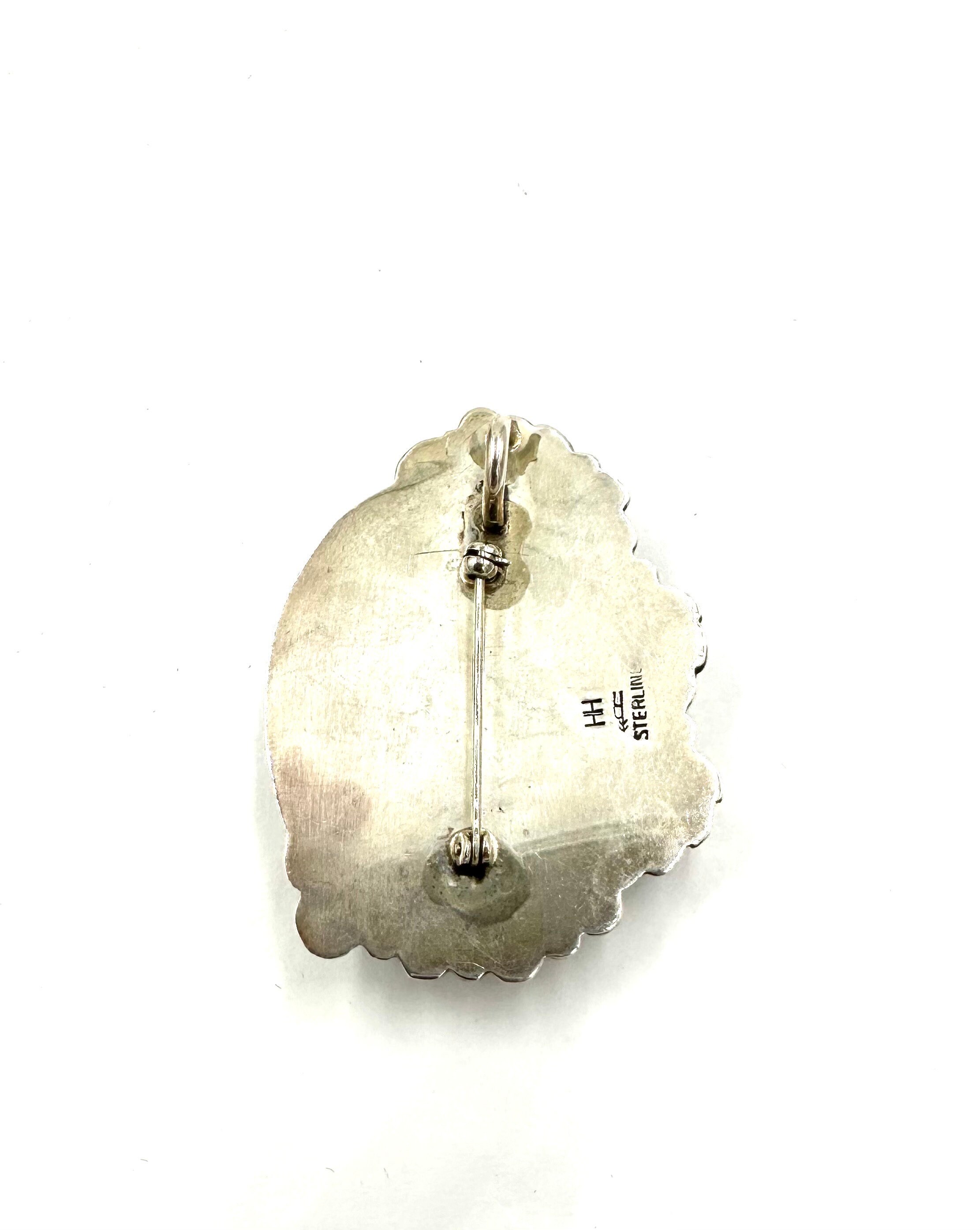 Vintage HH Herman Hoskie Navajo PENDANT PIN Sterling Silver