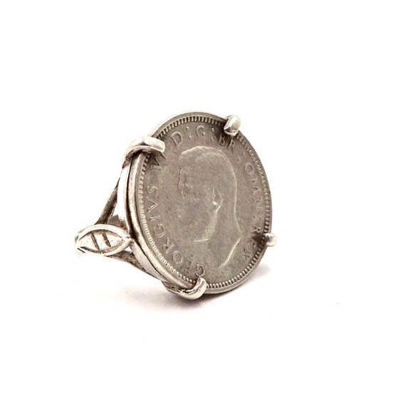 Vintage STERLING SILVER RING Mounted 1940 Silver … - image 4