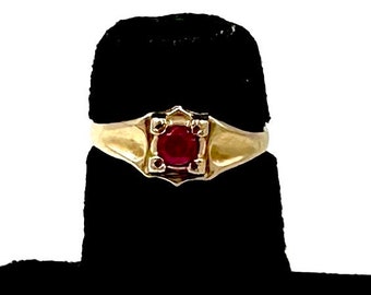 Vintage 10k GOLD RUBY RING Art Deco Era Small Midi Pinky Baby Stack Ring Sz 3 E542