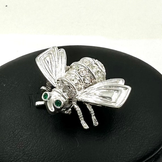 Vintage JOAN RIVERS Pin Brosche Sterling Silber Bumble Bee Fly Bug Honigbiene klare grune Augen Strasssteine Rare Silber Etsy