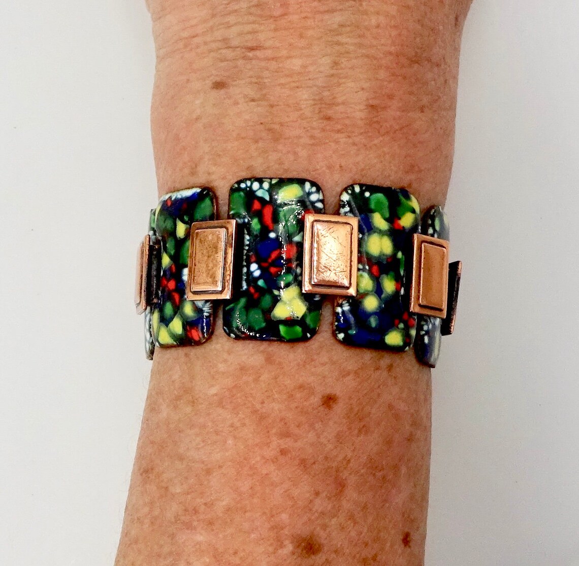COPPER ENAMEL BRACELET Primary Colors Enamel on Copper Panel Etsy