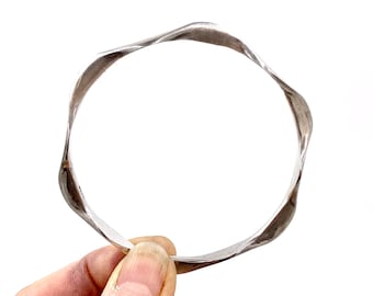 Brazalete vintage de plata de ley, estilo modernista de mediados de siglo, E477