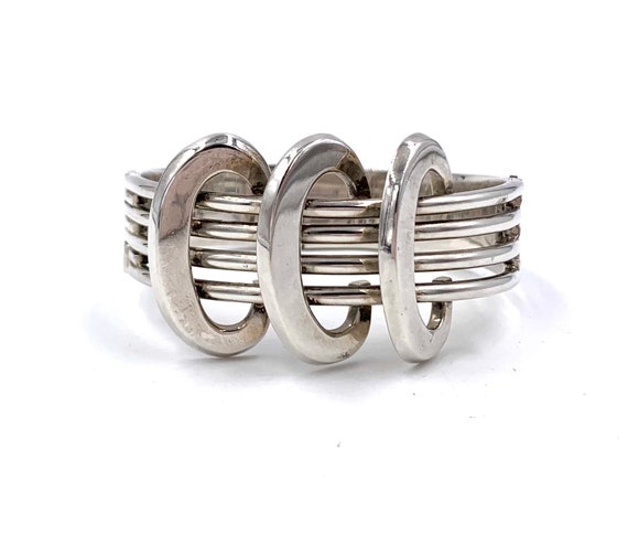 Vintage SIGI PINEDA DESIGN Sterling Silver Modernist Hinged Cuff 