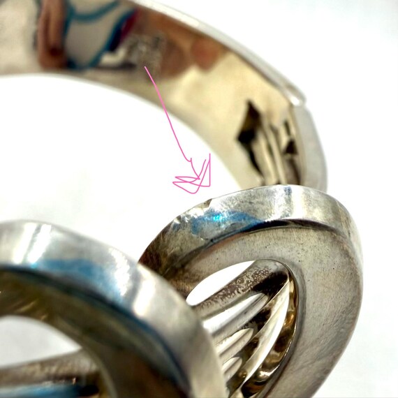 Vintage SIGI PINEDA DESIGN Sterling Silver Modernist Hinged Cuff 