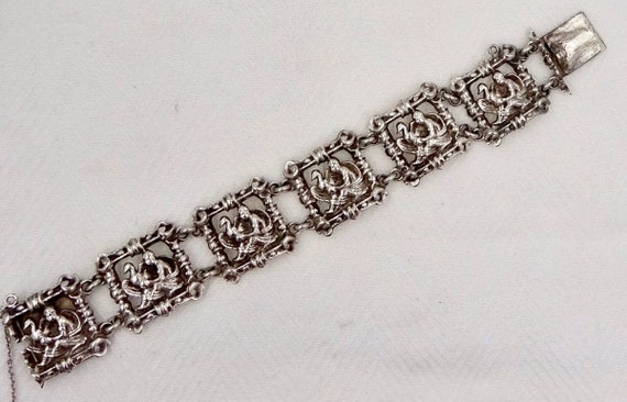 STERLING SILVER BRACELET Byzantine Victorian Revi… - image 7