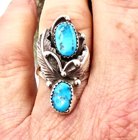 スターリングシルバー ナバホ族 ターコイズ リング 15号 Indian Jewelry FUNNY公式ストア ナバホ族 ターコイズ インレイ
