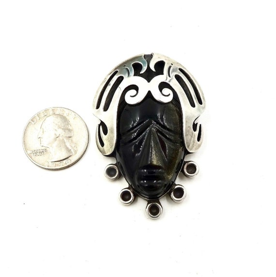 TAXCO MEXICO PIN Pendant Sterling Silver Carved M… - image 3