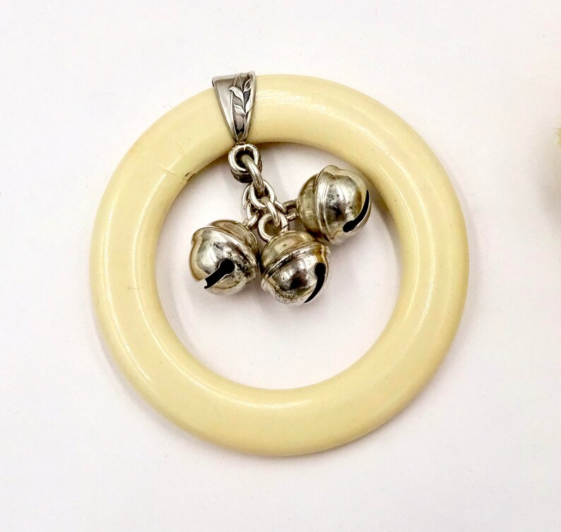 ANTIQUE BABY RATTLE Teether 925 Sterling Silver Bell Rattle Etsy