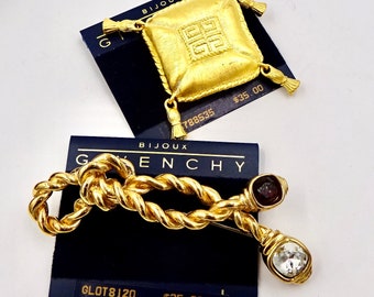 ヴィンテージ ジバンシィ ブローチ ピン ゴールド タイドロープ ライン