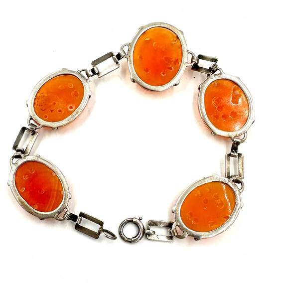 Antique CHINESE CARNELIAN BRACELET Sterling Silve… - image 7