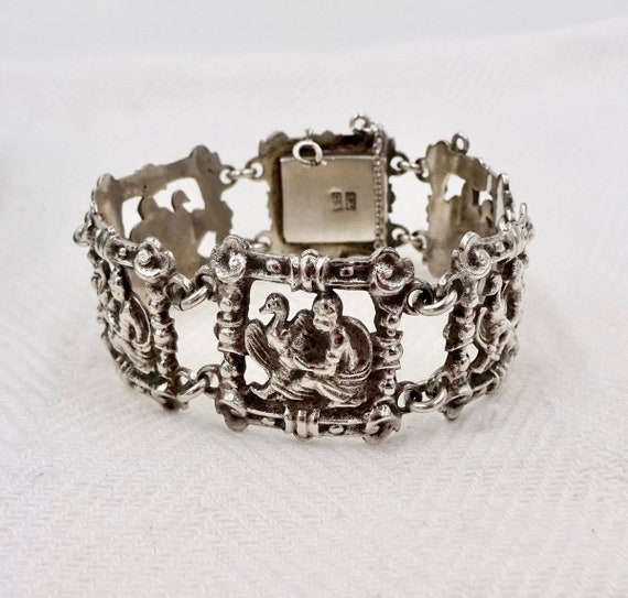 STERLING SILVER BRACELET Byzantine Victorian Revi… - image 4