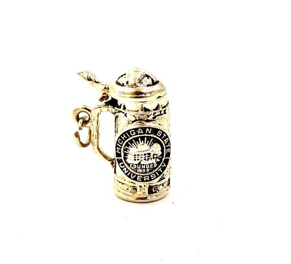 Large Moveable 925 Sterling Silver Beer Stein Charm Pendant Mug Glass Cup Large Moveable 925 Sterling Silver Beer Stein Charm Pendant Mug Glass Cup