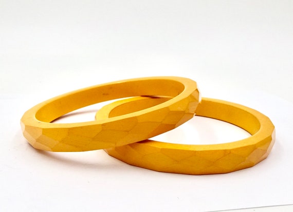 Vintage Bakelite Bangle Bracelets: Golden Butters… - image 3