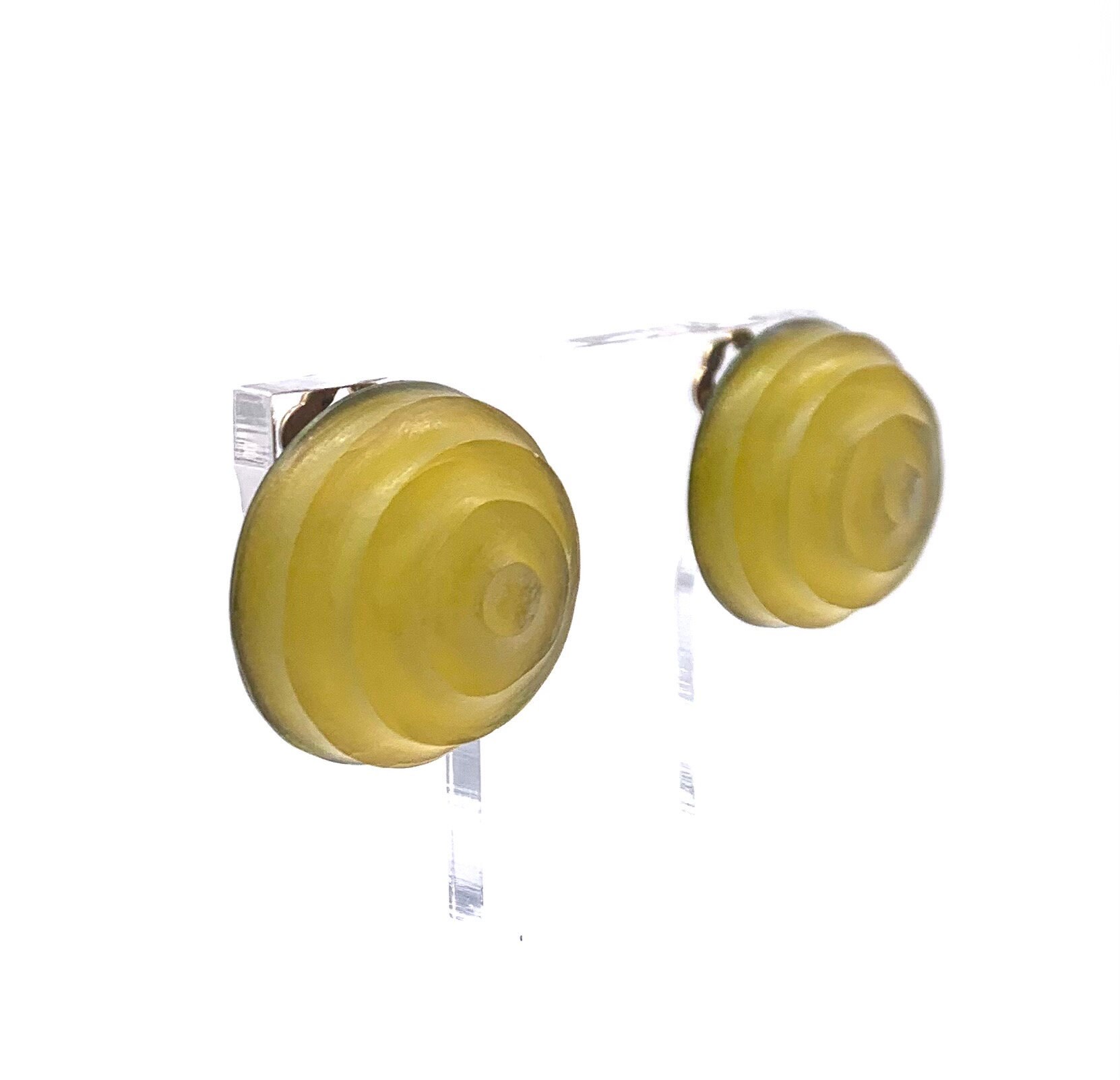 Vintage ALEXIS BITTAR Lemon Yellow Lucite Swirl Bubble Clip on 