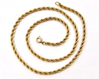 Vintage GOLD FILLED CHAIN Necklace 12K Yellow Gold Filled 12mm Rope Chain 15" Long