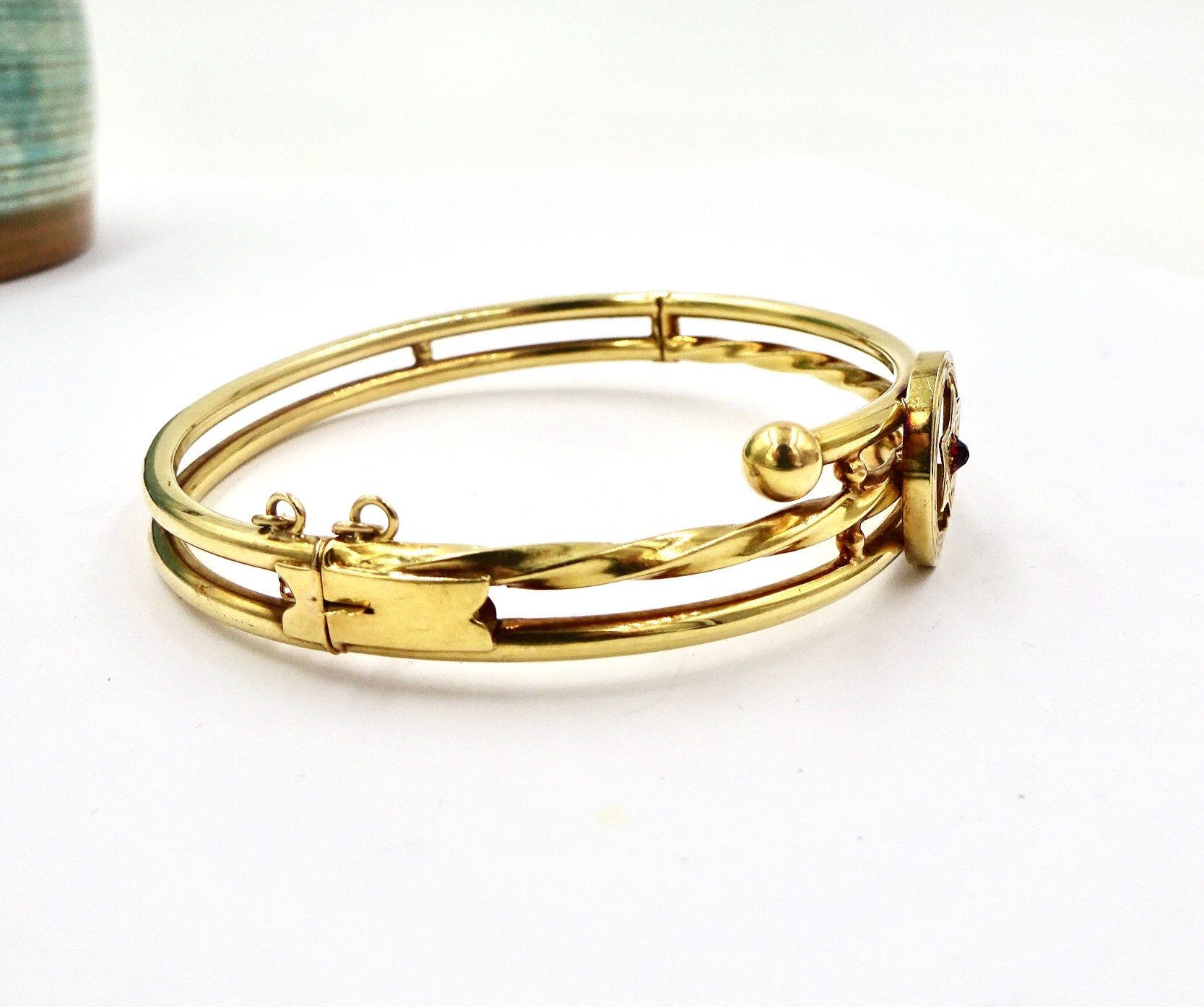 アンティーク 14K ゴールド バングル ブレスレット イエロー