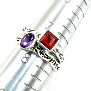 Vintage SILPADA STACK RINGS Sterling Silver Garnet & Amethyst