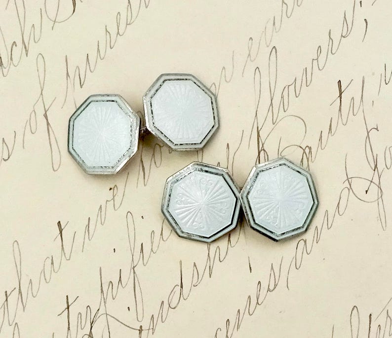 STERLING ENAMEL CUFFLINKS 925 Sterling Silver Pale Green Guilloche Enamel Cuff Links Vintage Krementz