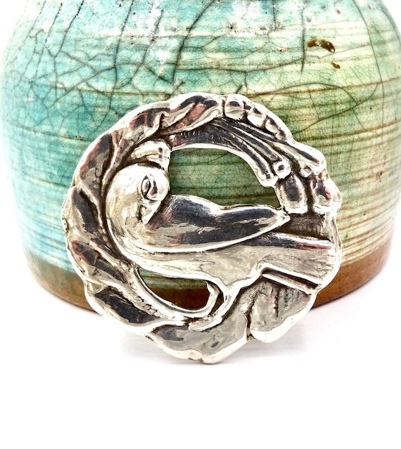 Rare CARL POUL PETERSEN Sterling Silver Dove Pin … - image 1