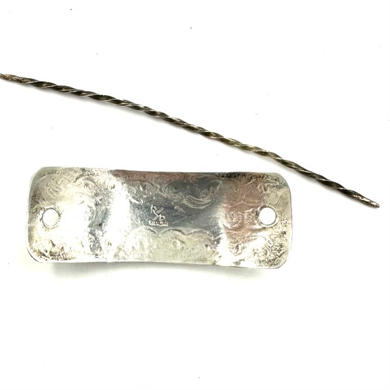 Vintage HAIR SLIDE BARRETTE Sterling Silver Turqu… - image 6