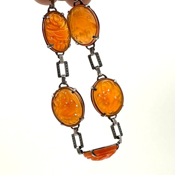 Antique CHINESE CARNELIAN BRACELET Sterling Silve… - image 3