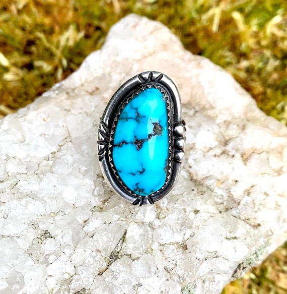 Turquoise Ring Sterling Silver Native American Sz 