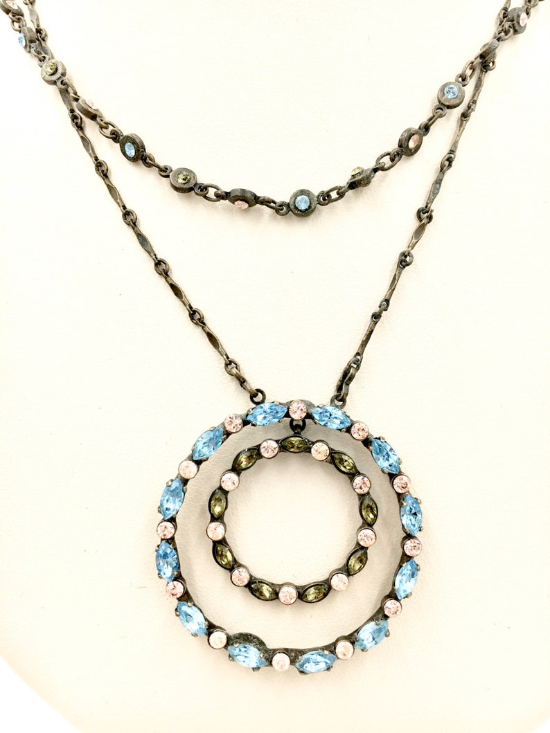 Vintage SORRELLI RHINESTONE NECKLACE Austrian Crystal Rhinestone Boho Hippie Necklace