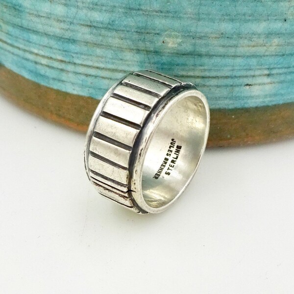 MODERNIST STERLING RING Jules Brenner Mid Century Modern Unisex Sterling Silver Wedding Band Ring Sz 6 Vintage